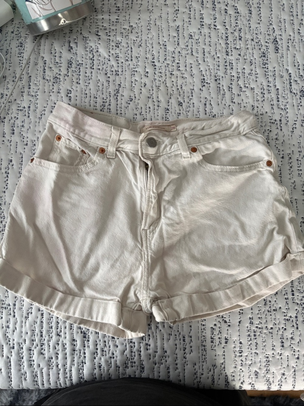 Levi's Cream Rolled-Hem Jean Shorts